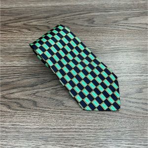 Michelson’s Navy, Green & Gold Pattern Silk Tie
